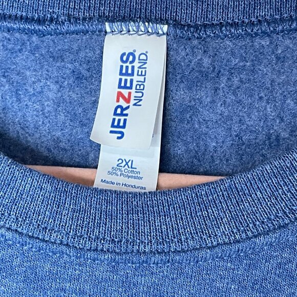 ❄️3/$20 NWOT JERZEES Blue Screen Print Holiday Sweatshirt, 2XL - Picture 5 of 6